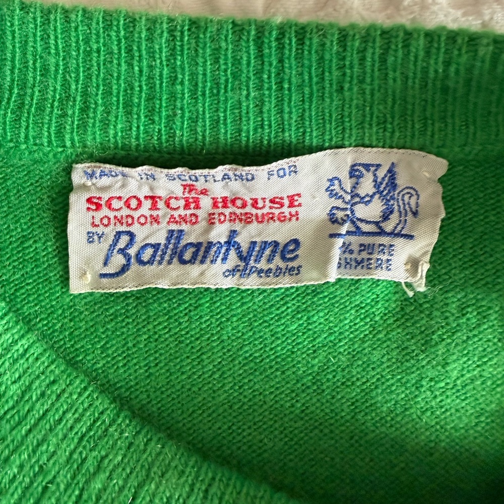 Vintage Ballantyne Cashmere Sweater Emerald Green Scotland Quiet Luxury Women S - Picture 6 of 11
